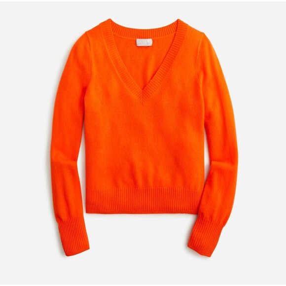 J. Crew Sweaters - NWT J.Crew Cashmere Shrunken V-neck Sweater in Guarana Orange Pullover XL